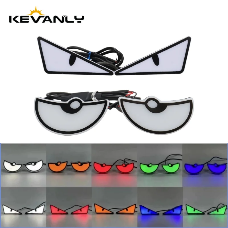 1 쌍 오토바이 LED 삼각형 반원형 악마 눈 조명 자동차 꼬리 장식 램프 미니 독수리 눈 램프 외부 액세서리