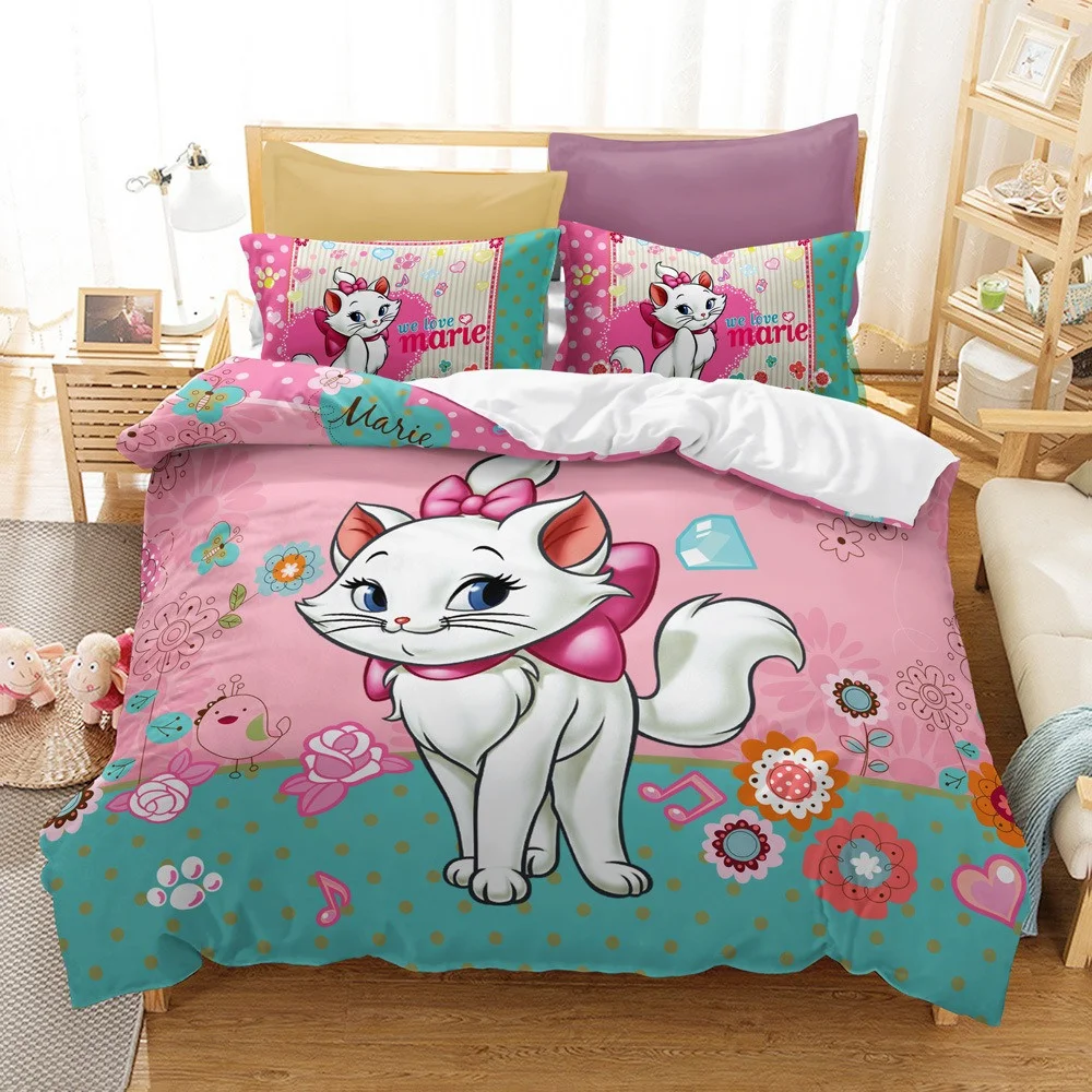 Disney Marie Cat Bedding Set The Aristocats Duvet Cover 3D Print Quilt Cover Children Girls Baby Home Textile Twin Full Queen Ki