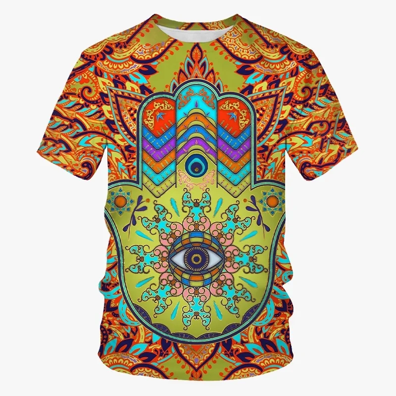 Vintage Men T Shirts 3D Printed Amulet Totem T-Shirt Summer Street Tee O Neck Short Sleeve Tops Oversized Clothing Sweatshirt