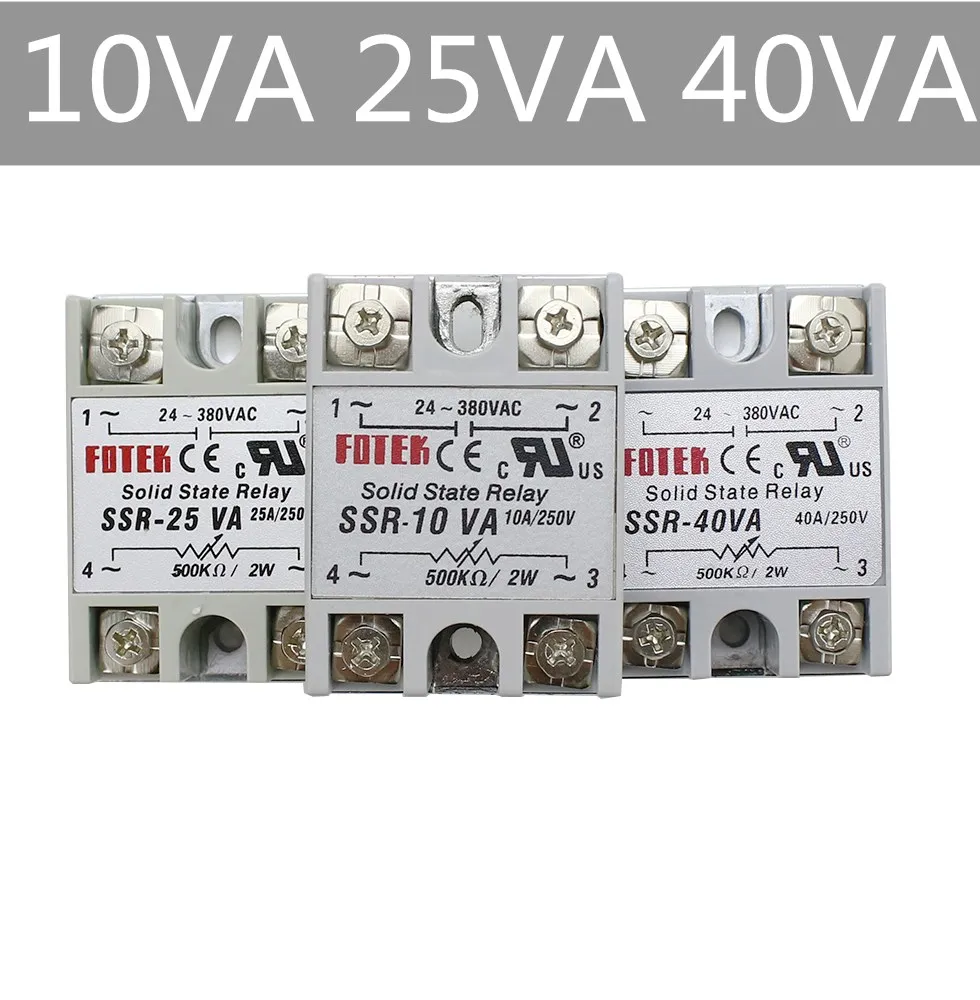 SSR-10VA SSR-25VA SSR-40VA 10A 25A 40A Relais Regulator 24-380VAC Output SSR 10VA 25VA 40VA