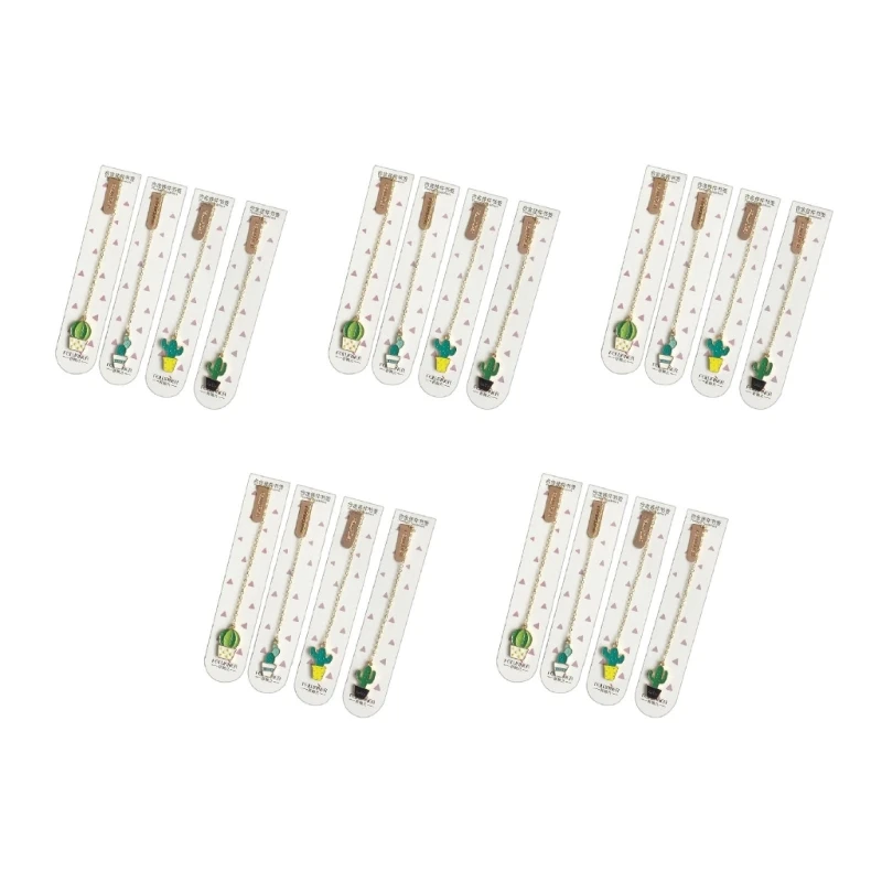 Simpatico segnalibro con catena Ciondolo a forma cactus Segnapagina libro in metallo Cancelleria scolastica per bambini