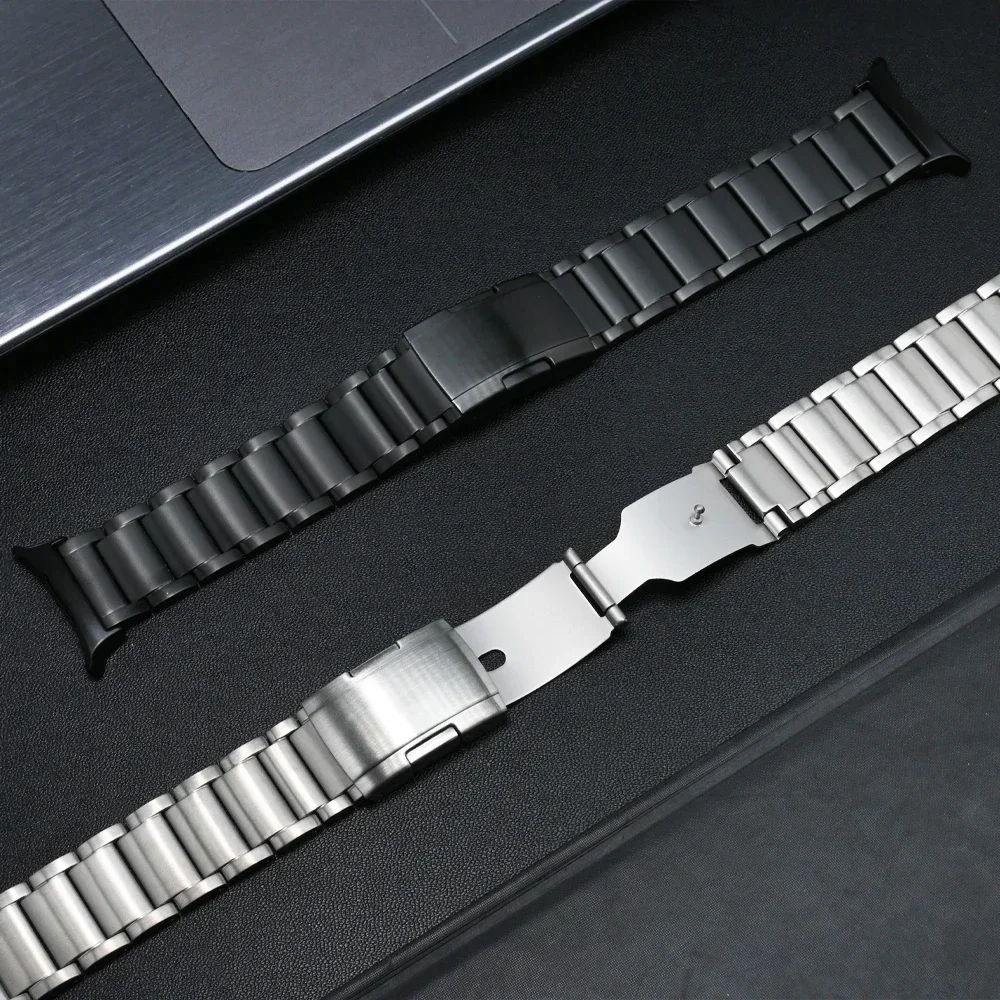 NO Gaps Titanium Metal Band for Samsung Galaxy Watch 7 Ultra 47mm Silver Link Bracelet for Watch 7 Ultra 47mm Curved End Strap