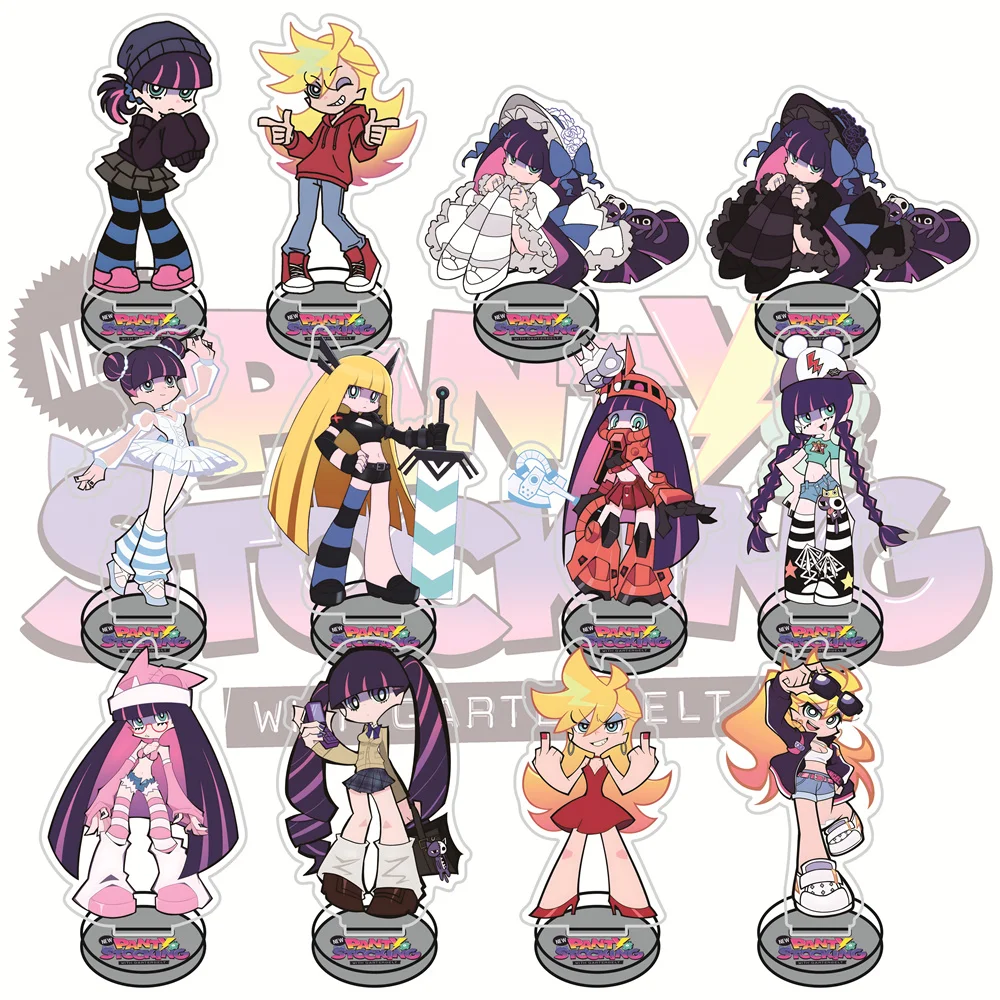 Panty & Stocking 10cm Acrylic Stand Figures Keychain Street Fashion Theme Anime Collectible Standee Desk Decor Gift for Fans