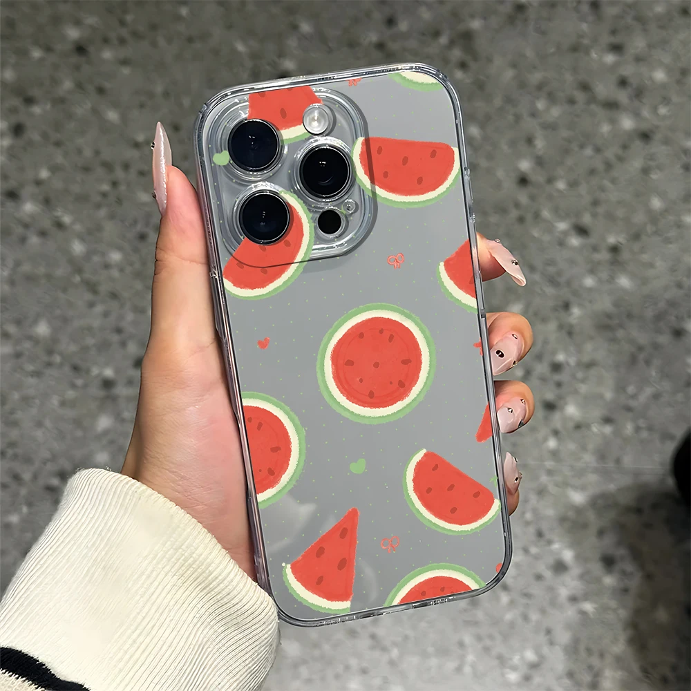 Funda de teléfono de silicona con sandía fresca para iPhone 17 16 15 14 13 12 11 Pro Xs Max Air Mini 7 8 6 6s Plus SE 2020 2022