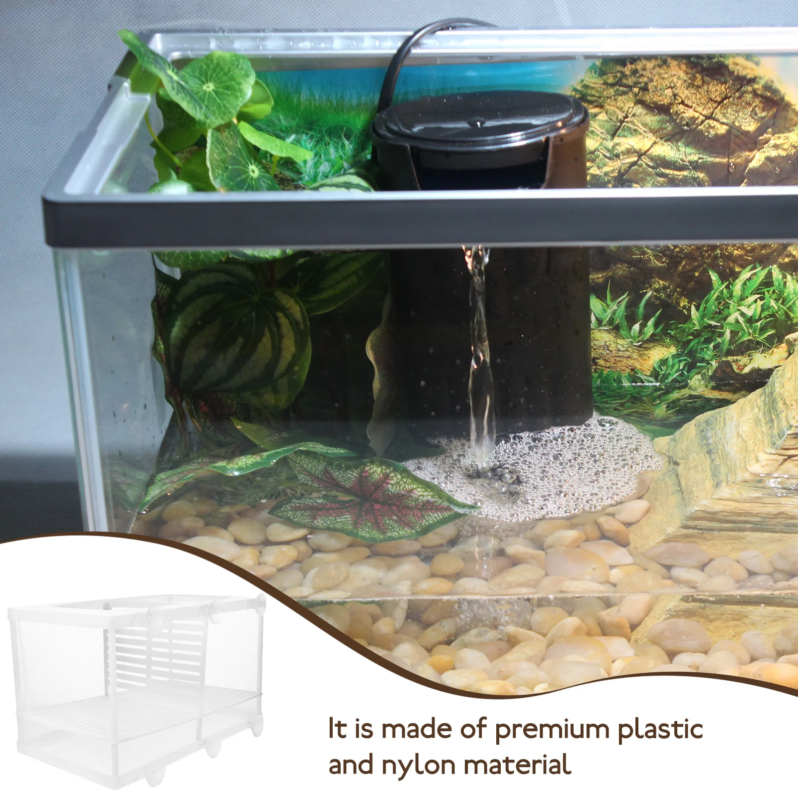 

2pcs Divider Isolation Aquarium Breeding Tank Suction Cups Large Capacity Fish Fry Protection Hatchery Fishing Net Tank Box