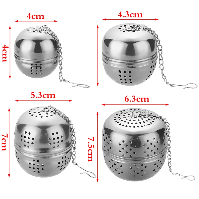 كرة شاي من الفولاذ المقاوم للصدأ ، فلتر شبكي ، مصفاة شاي ، صانع شاي ، سلسلة حبل ، أدوات مطبخ