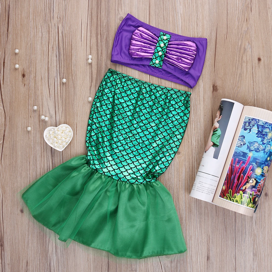 ITFABS Cosplay Grils Costume Dresses Mermaid Tail Princess Ariel Dress Cosplay Costume Kids for Girl Fancy Dress