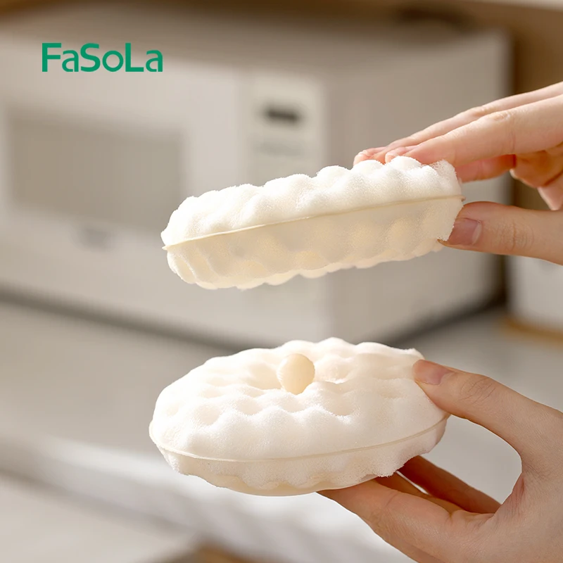 FaSoLa 2PCS Double-side Suction Cup Sponge Wipe Detachable Soft Kitchen Cleaning Brush Dishes Brush For Dishes Plate Pan Pot