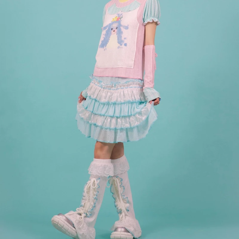 Original Design Girl Y2K Sweet Cute Women's Socks 2025 Summer New White Lace Splicing Strap Trim Sweetheart Foot Warmers Ladies