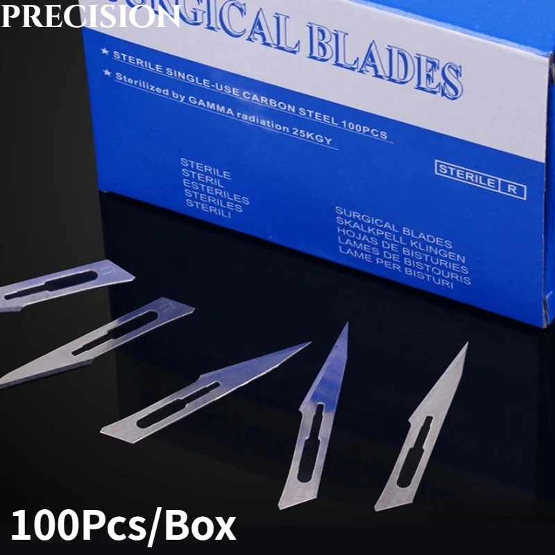 100pcs Dental Medical Instruments 12 Sizes Surgical Blades  Scapel Blade Disassemble Tool Revolve Handle Dentist Dental Tool