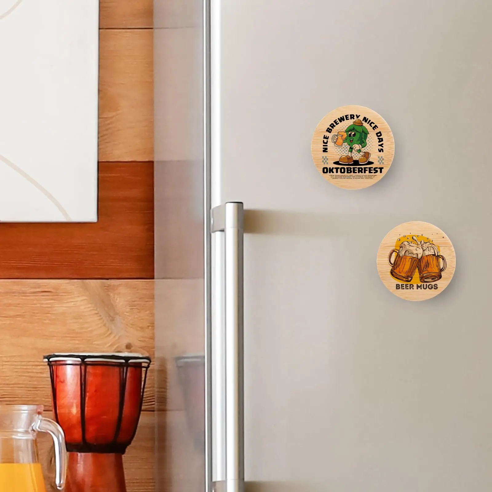 

30Pcs Wooden Round Shape Bottle Opener Coaster Fridge Magnet Decoration Beer Bottle Opener Kitchen Bottle Opener