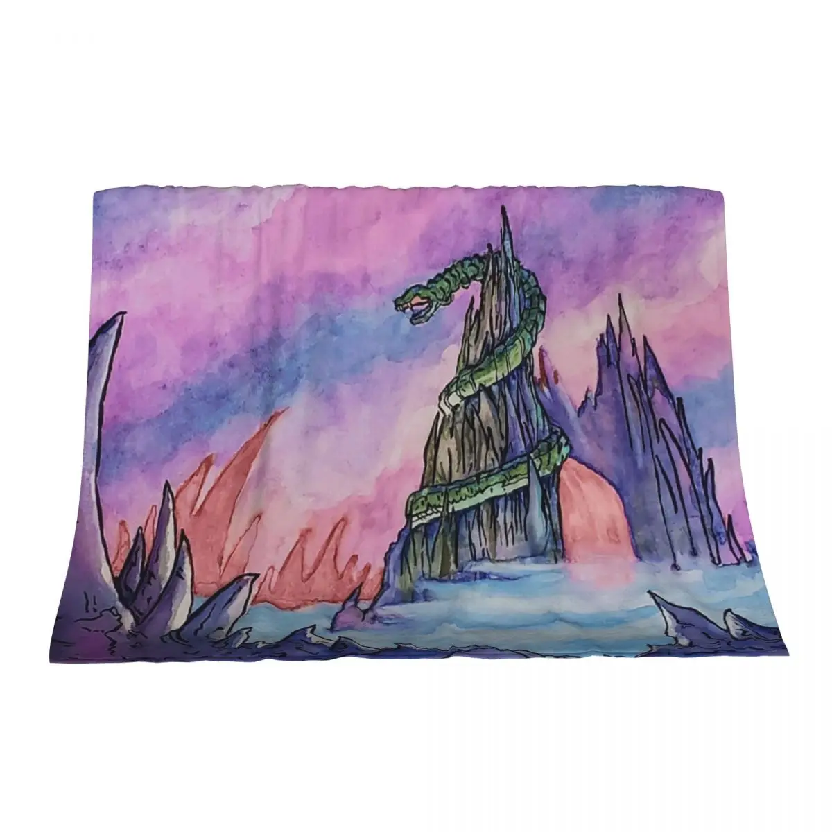 

Snake Mountain in Watercolor Throw Blanket Quilt funny gift christmas decoration Cute Blankets