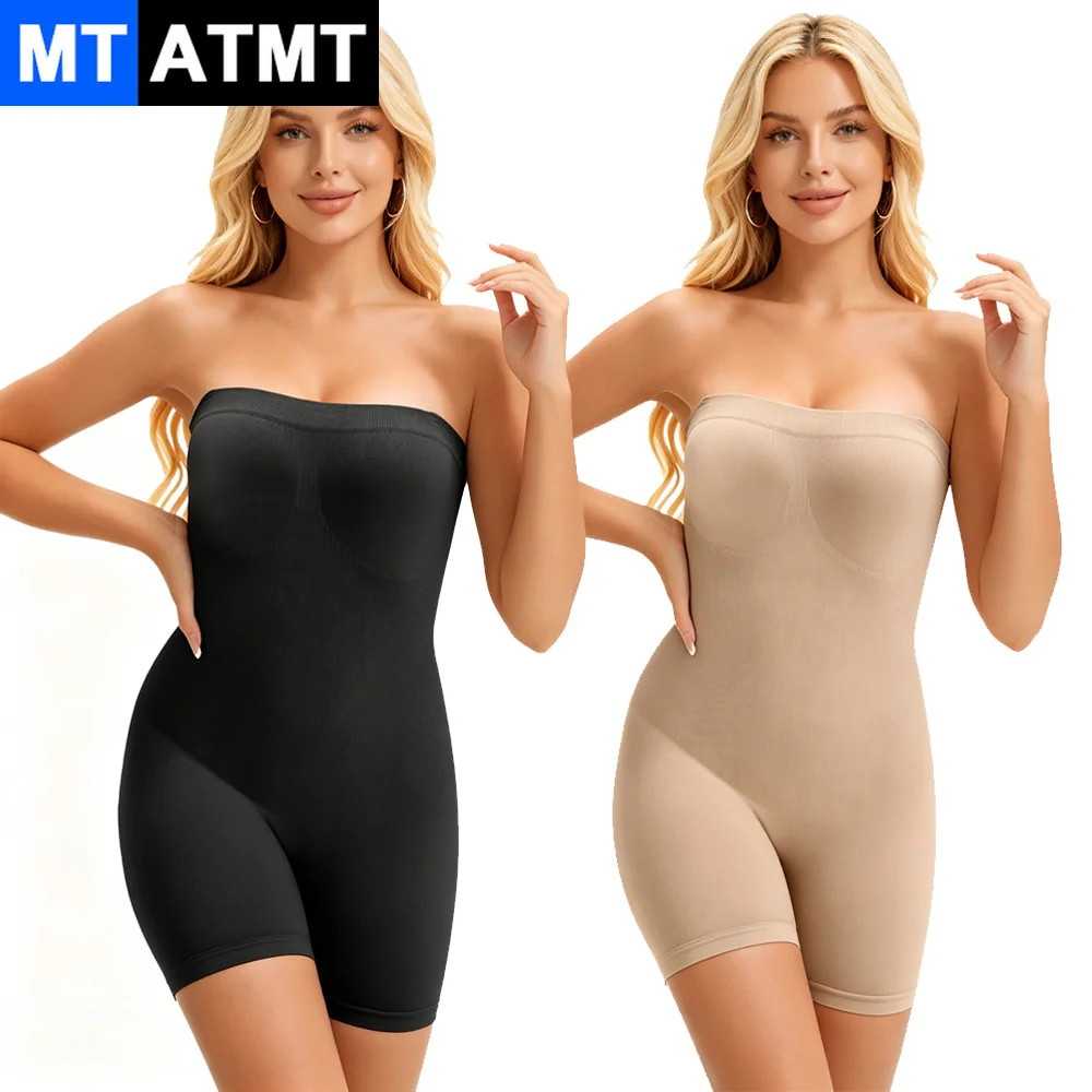 1PCS Strapless Shapewear Bodysuit for Women, Seamless Tummy Control Body Shaper, Butt Lifter Mid Thigh Slimming Jumpsuit Tops