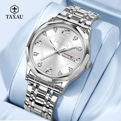 TAXAU High Quality Fashion Man Quartz Watch Stainless Steel Business Casual Waterproof Watches for Men Original Wrist Watch Men