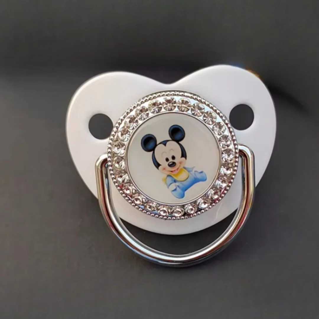 Little Mickey Cartoon Print Shiny baby pacifier Clip chain Baby newborn pacifier brand print Soothing Baby shower gift 0-24M