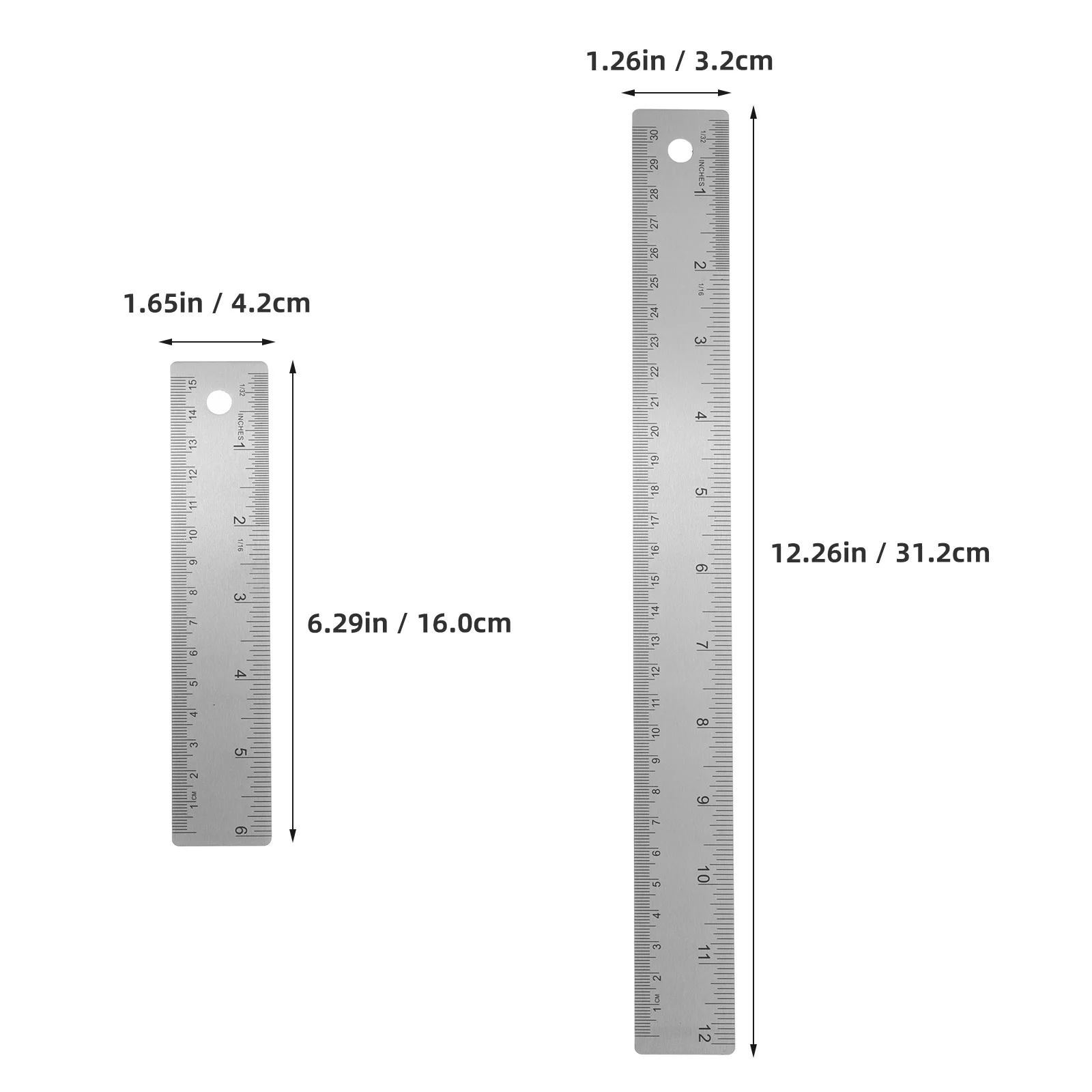 3Pcs Cork Back Stainless Steel Metal Ruler Non Slip Straight Edge Office Drafting Woodworking Engineering Inch Metric Scale