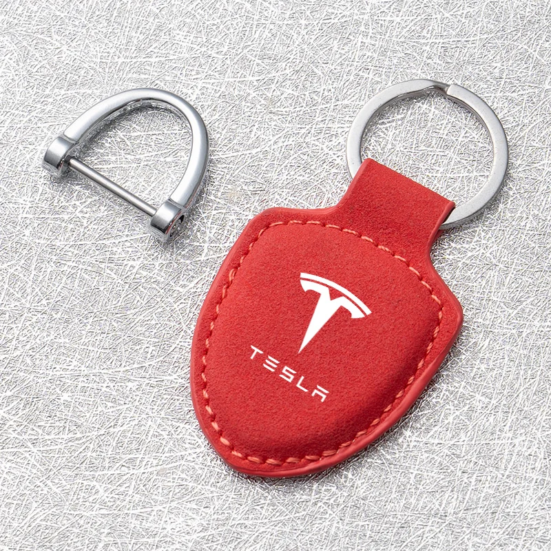 For Tesla Model 3 Model S X Model Y Roadster SpaceX High-Grade Suede Leather Metal Keychain Car Styling Keyring Gift Accessories