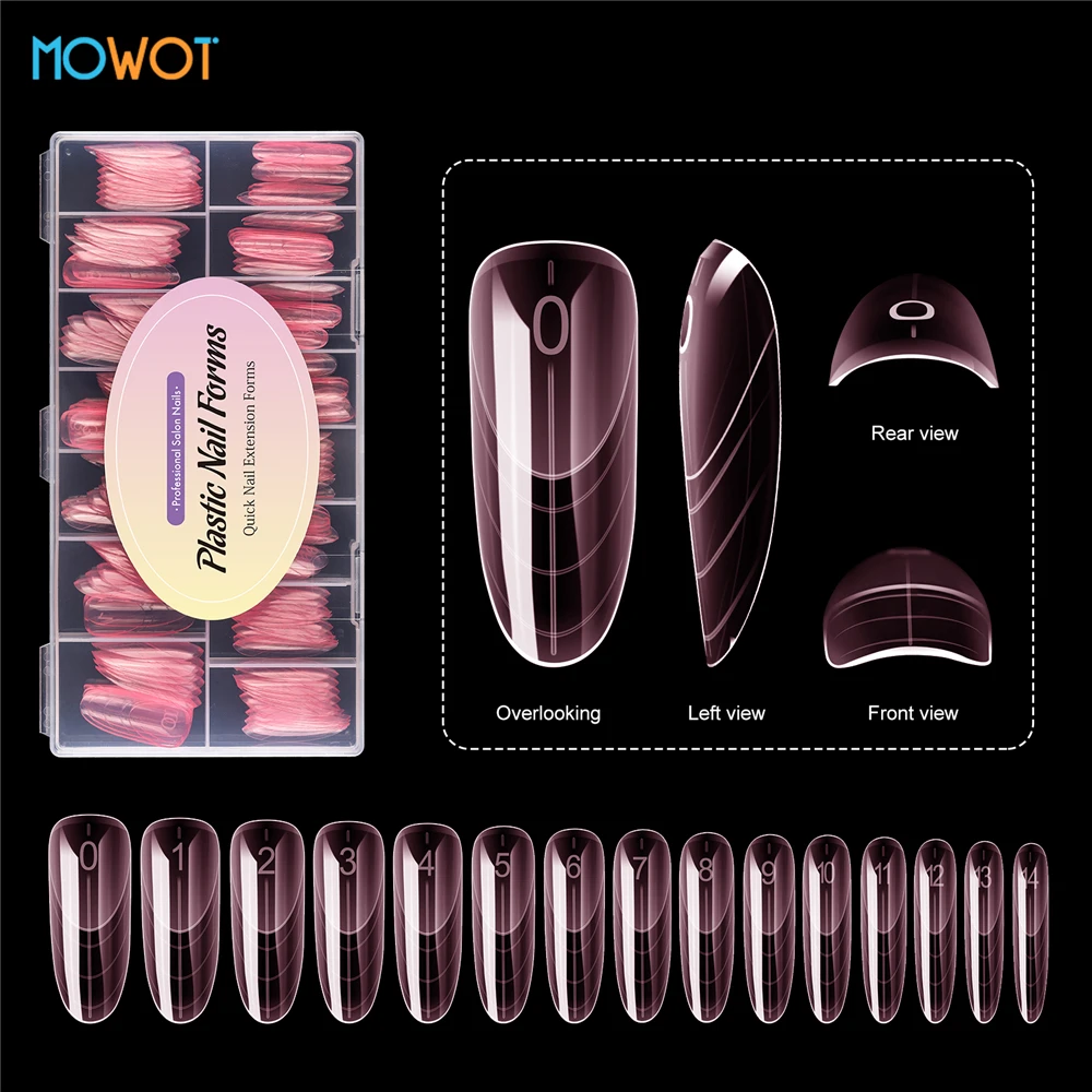 MOWOT Nuovo Rosa Trasparente Unghie Doppie Forme 150 pz Francese Acrilico Punte Per Unghie Finte Costruzione Rapida Stampi Per Gel UV Estensione Del Chiodo Forme Superiore