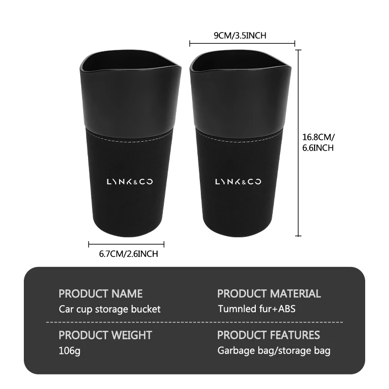 حامل أكواب الماء للسيارة حامل المشروبات كرسي القمامة كوب تخزين لـ LYNK & CO 01 Phev 02 03 Phev 03 + 05 06 09 PHEV 09 MHEV