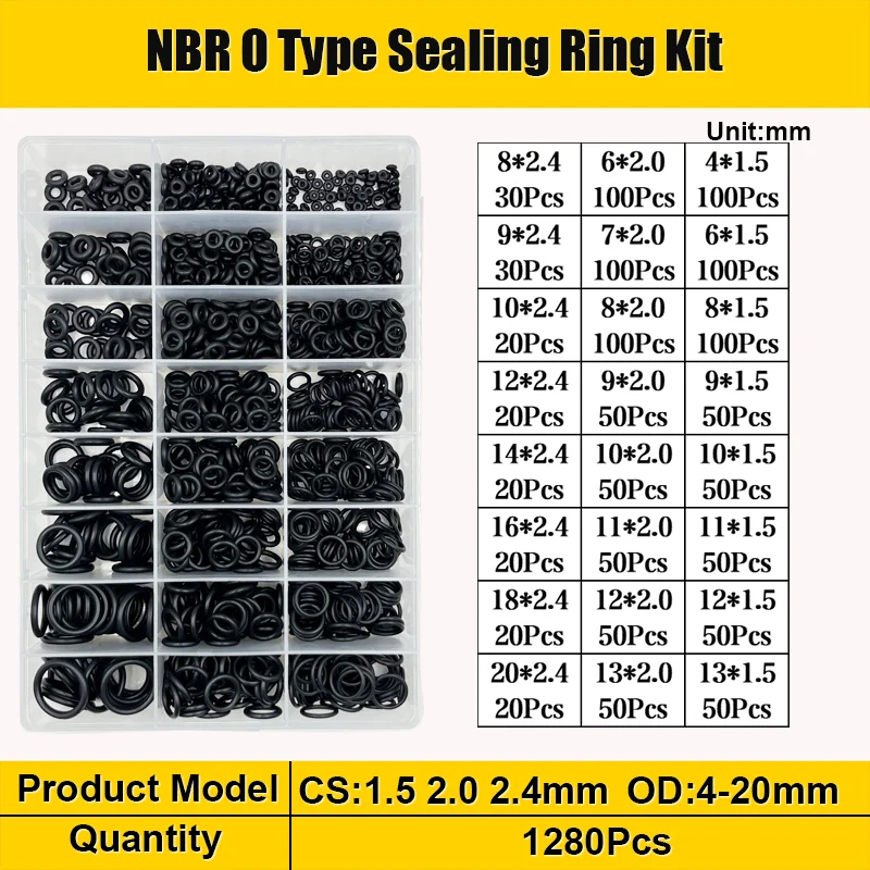 NBR O-Ring Nitrilkautschuk Schwarz O-Ring Öl Verschleißfeste wasserdichte Dichtung Wasserhahn Rohr Auto Sanitär Pneumatische O-Ring Kit – Detail 13