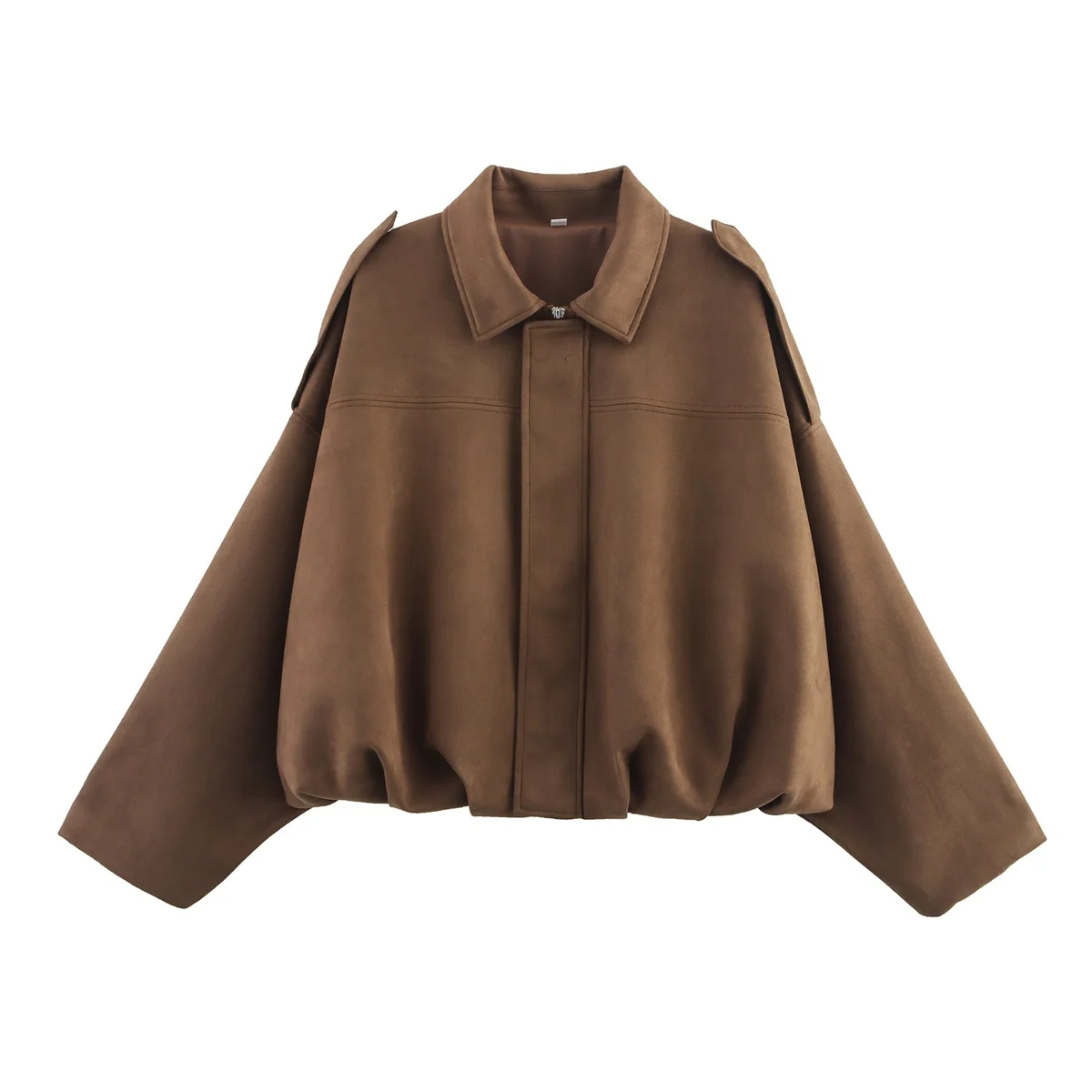 EDSA 여성 소프트 스웨이드 봄버 재킷 가을 긴 소매 루즈 코트 빈티지 여성 아우터웨어