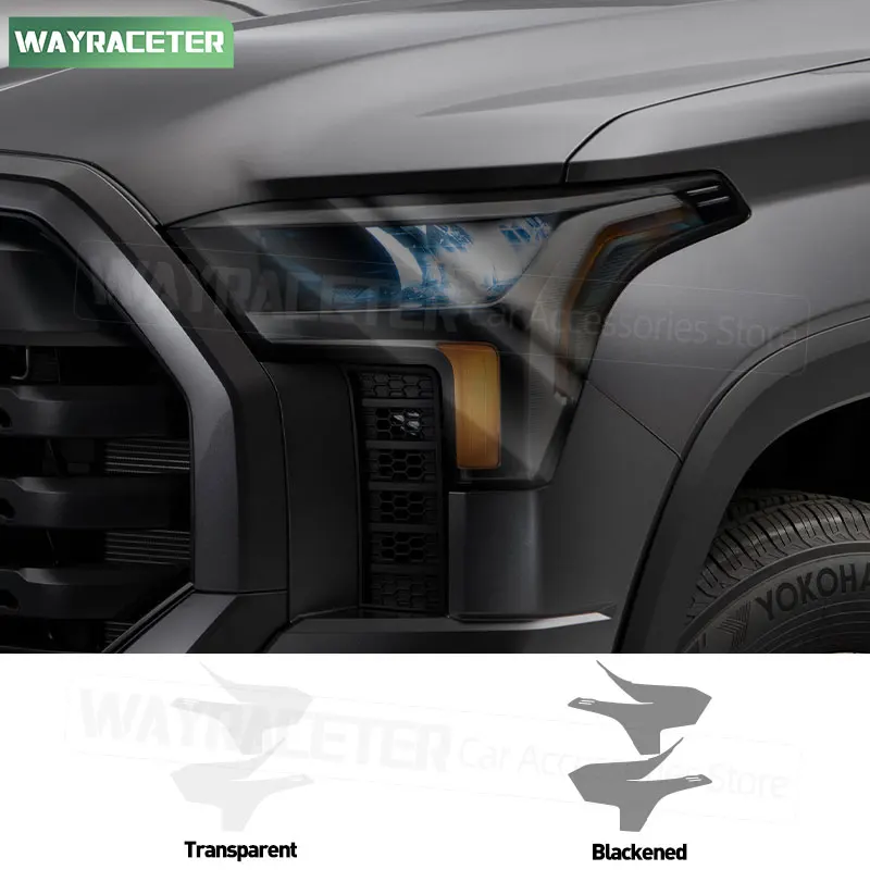 

2 Pcs Car Headlight Tint Smoked Black Protective Film Transparent TPU Sticker For Toyota Tundra 2022 2023 2024 2025 2026