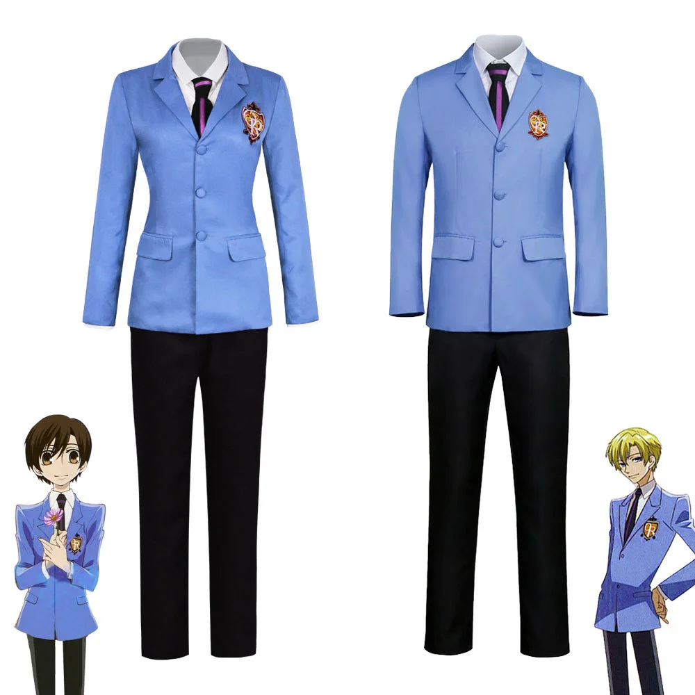 Disfraz de Anime Fujioka Haruhi, disfraz de Ouran, Club de presentador de escuela secundaria, uniformes escolares para niños y niñas, traje de uniforme Suou Tamaki