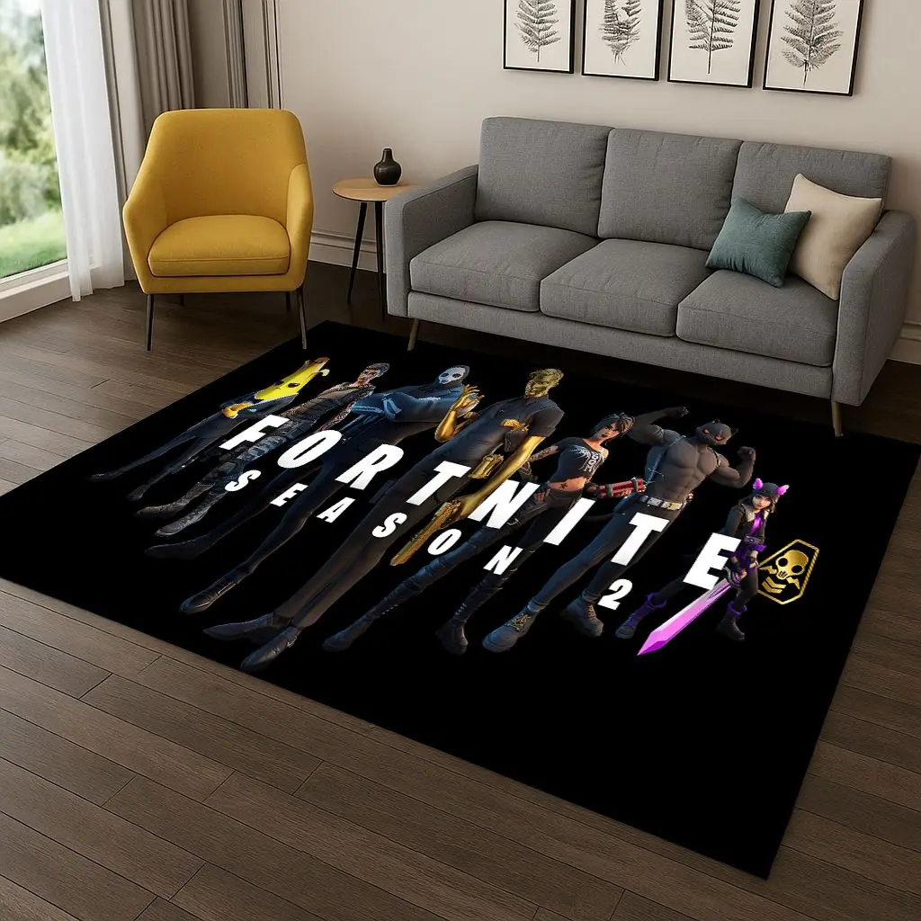 Alfombra de dibujos animados 3D F-Fortnite para dormitorio, sala de estar, sofá, felpudo, decoración del hogar, alfombra para área de juegos para niños, antideslizante, regalo de Navidad
