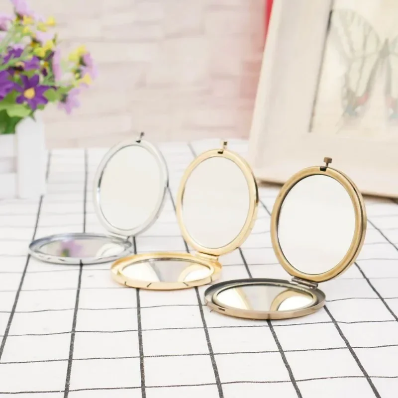 1 Pcs Vintage Alloy Compact Pocket Mirror Folded Makeup Cosmetic Mirror Magnifying Compact And Portable For Travel Friend Gift