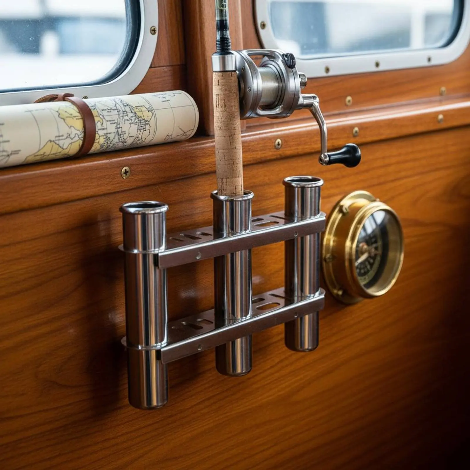 

Stainless Steel Boat Rod Holder 3-Tube Fishing Rod Rack Seafaring Hardware Automatic-Draining for Anglers