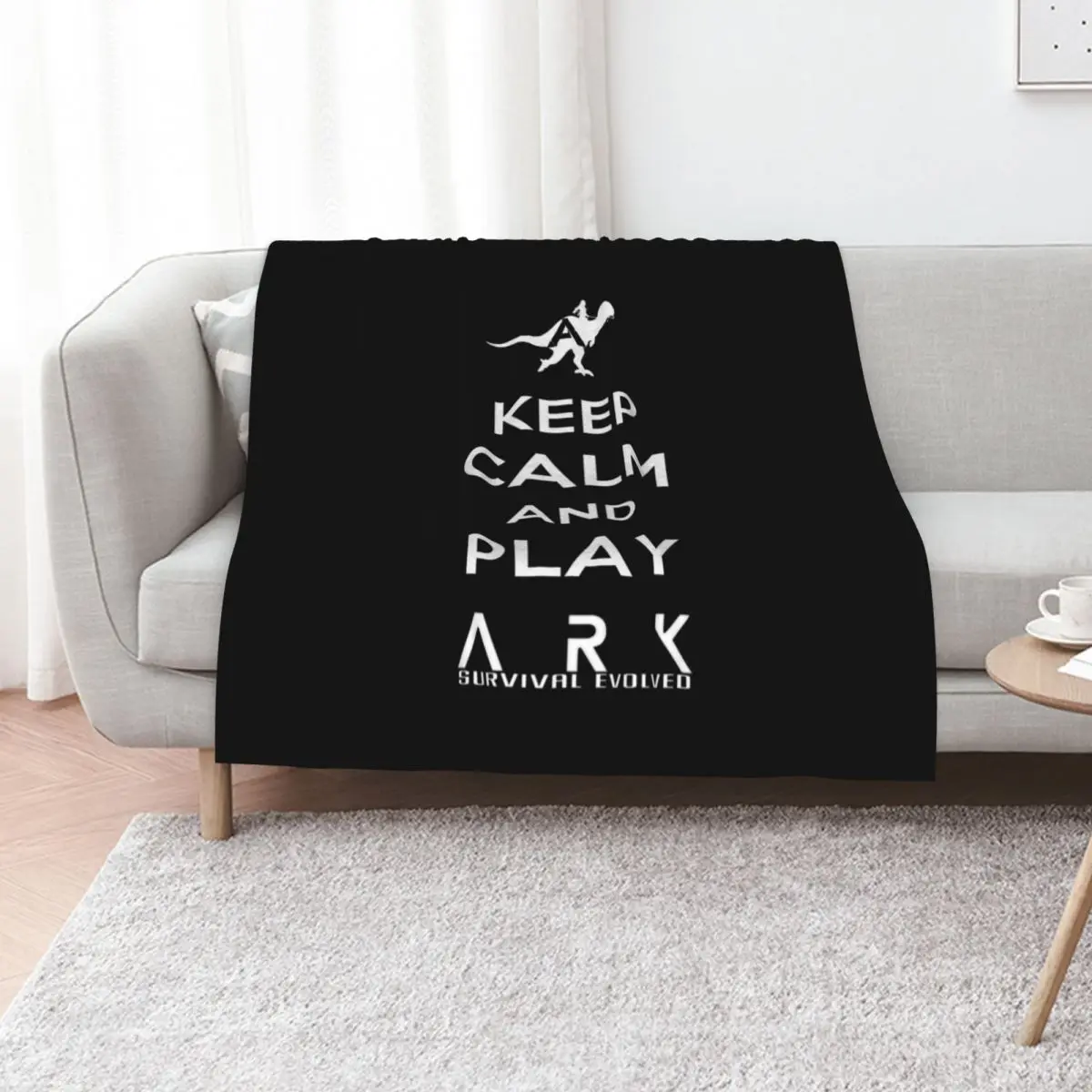 KEEP CALM AND PLAY ARK white 2 Throw Blanket Faux Fur Soft Warm Blanket for Bed