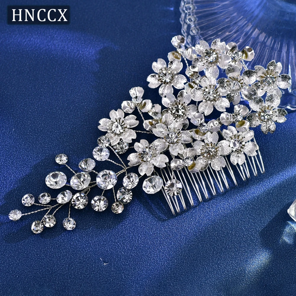 HNCCX Silver Color Pearl Alloy Flower Bridal Hair Combs for Women Crystal Hair Ornaments  Wedding Hair Accessories CP514