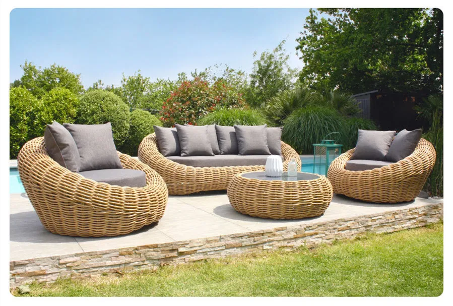 

New Modern Design Resin Polyethylene Rattan Patio Garden Poolside Outdoor Sofa