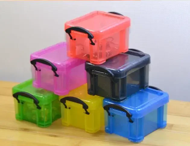 

Mini Plastic Storage Box Sundries Storage Container Trivia Parts Tool Household Lock Box Candy Color Organizer OK 0620