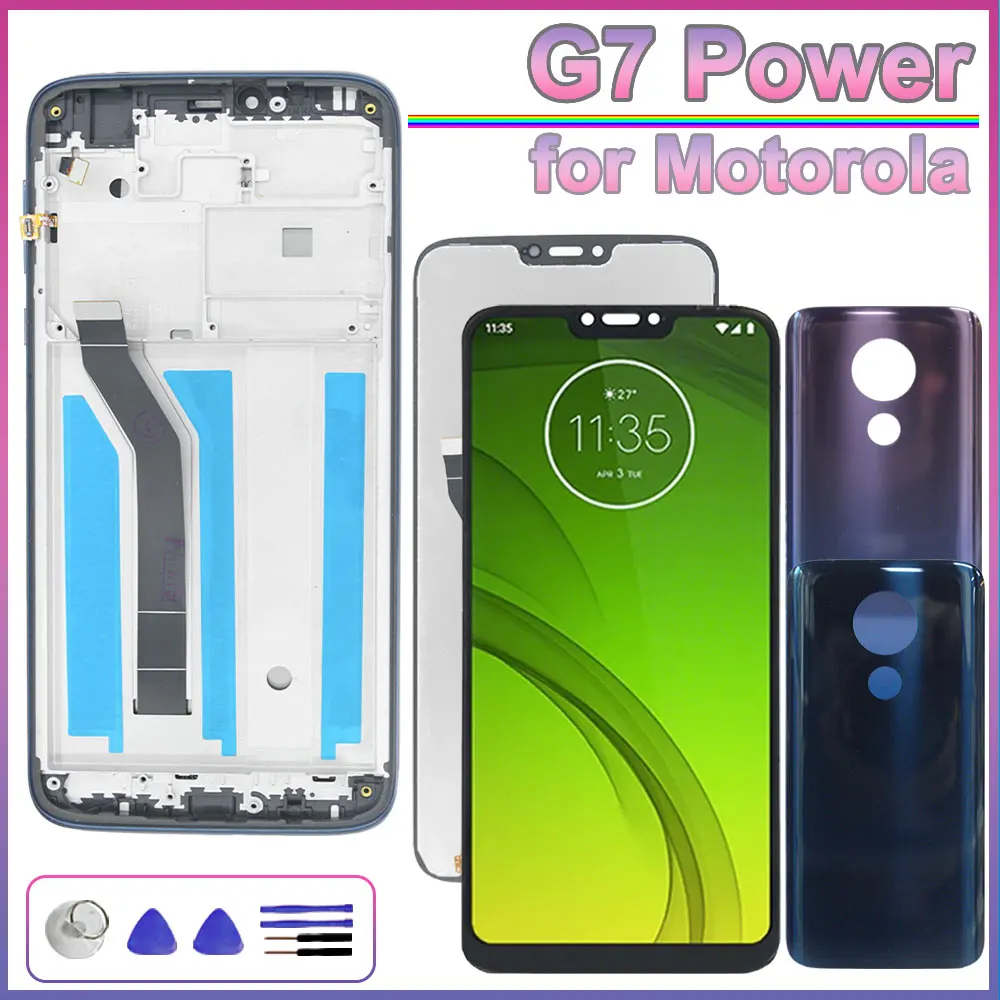 Проверенный ЖК-дисплей для Motorola Moto G7 Power XT1955, сменный ЖК-экран с дигитайзером для Moto G7 Power XT1955-4, ЖК-дисплей с рамкой