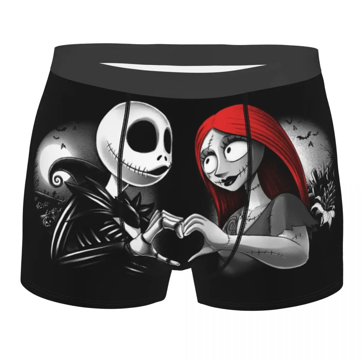 

Custom Nightmare Before Christmas Underwear Men Breathbale Jack Skellington And Sally Boxer Briefs