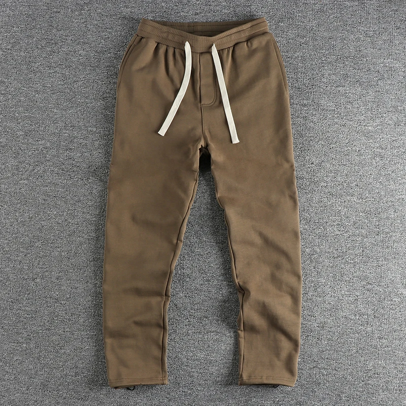 Fall Heavyweight Washed Comfortable Casual Men's Sweatpants Drapey Loose Straight American Style Trendy Drawstring Cuffed