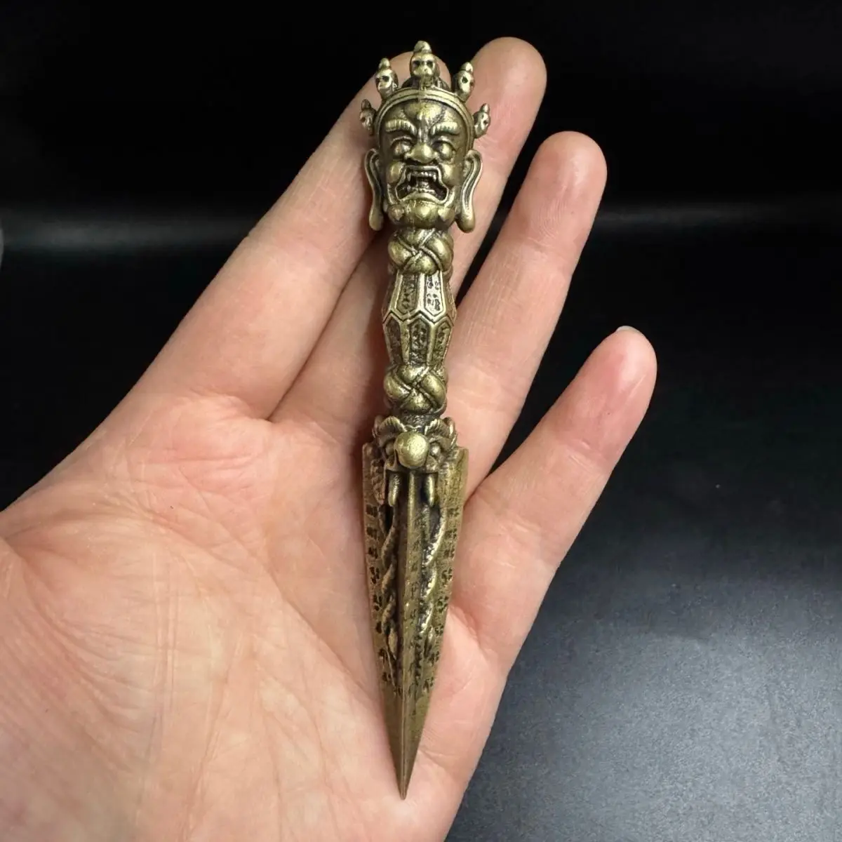 Vintage Solid Brass Vajra Pestle Tibetan Dharma Tools Antique Style Handheld Ornaments Small Craft Collectibles