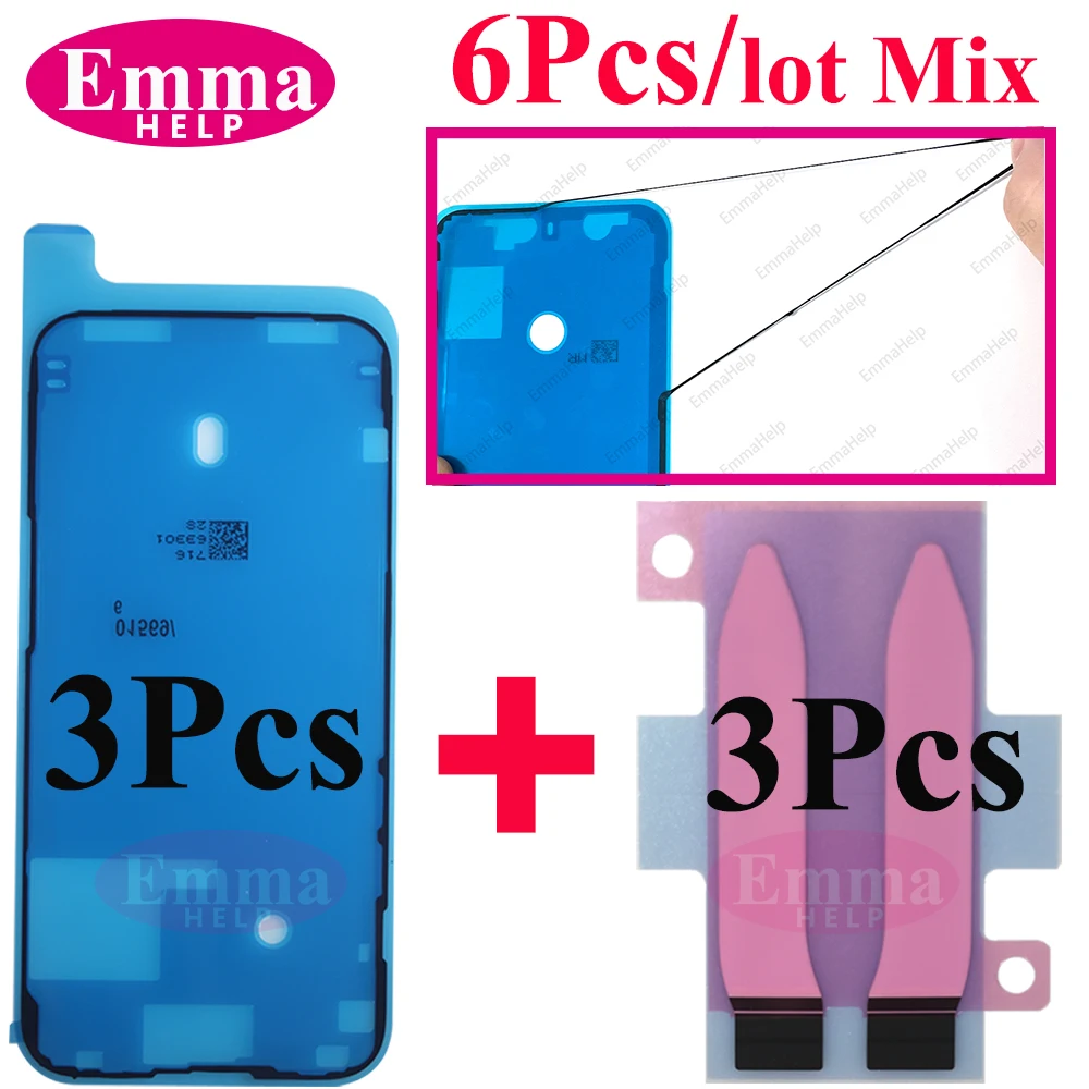 6pcs Sticker For iPhone 13 11Pro 12Mini 14 Pro Max Xs Xr 8 Plus LCD Display Waterproof Bezel Seal Glue + Battery Adhesive Strips