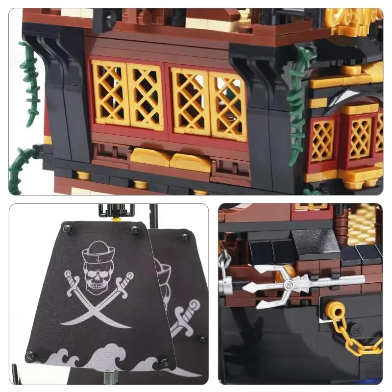 Pirate Ship Building Blocks Sailboat Model Bricks City Traffic Series Creative Desktop Decoraiton Toys For Children Adult Gifts