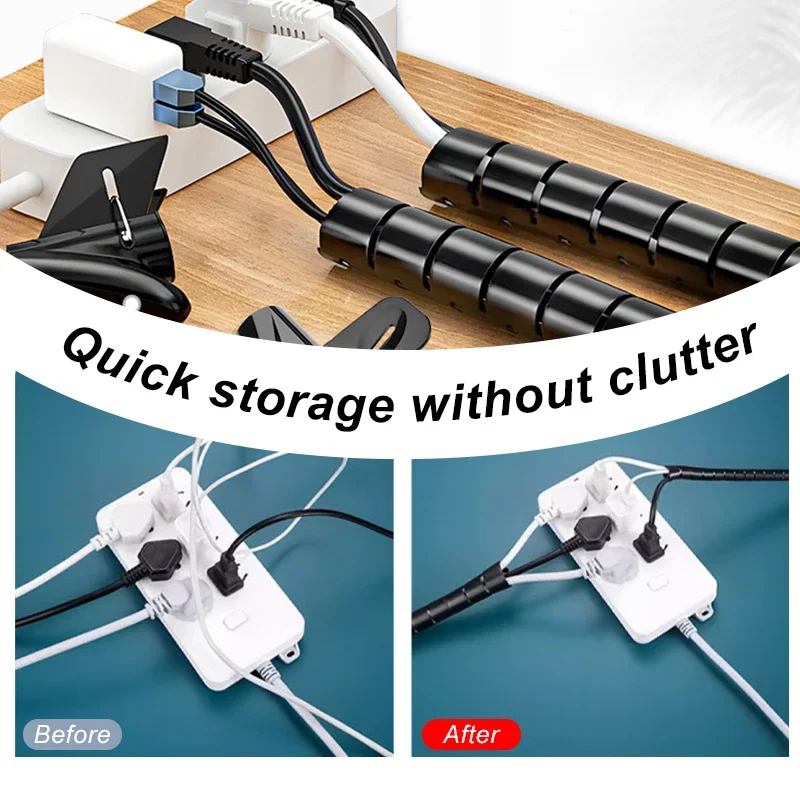 8/10/16mm Cable Wire Protector Spiral Wound Flexible Wire Organizer Office Cord Sleeve Cover Easy To Cut And Adjust Length
