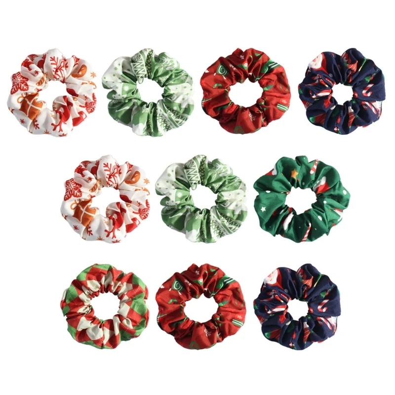 

10lots Christmas Party Hair TiesComfortable Hair Circles Durability Hair Tie for Christmas Parties and Family Gatherings