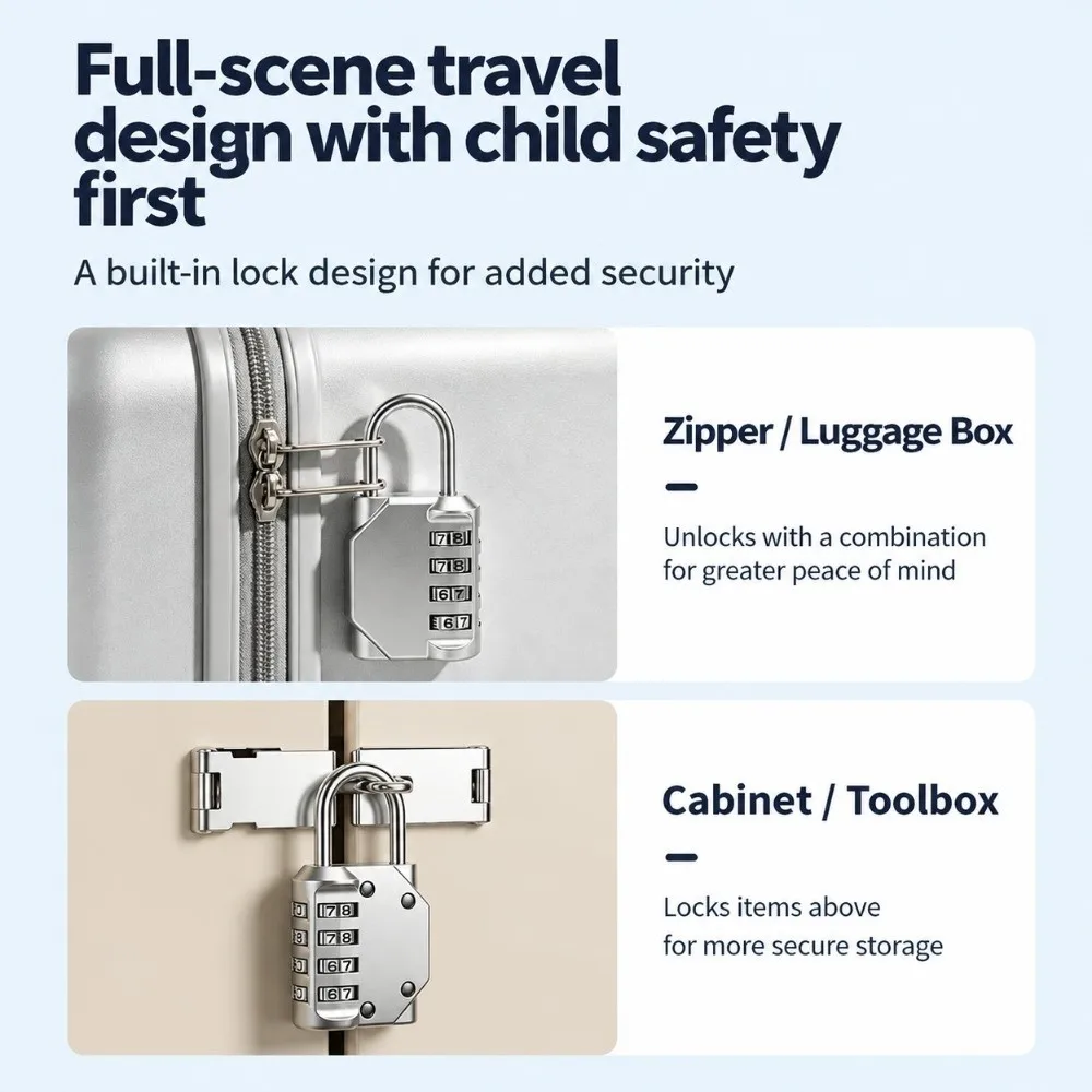 Zinc Alloy Combination Padlock Resettable Code Small Size Cabinet Padlock 4 Digit Hard Shell Luggage Password Lock