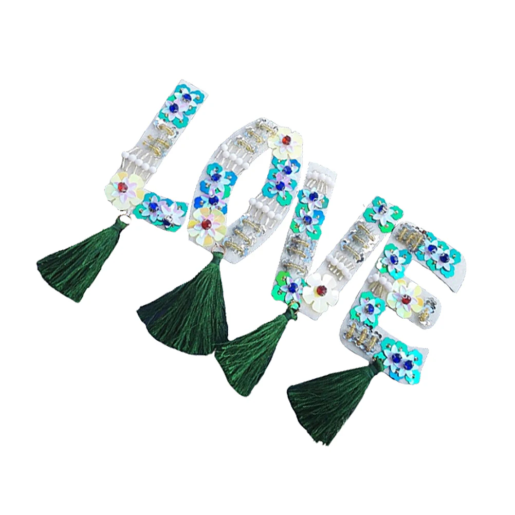 

Love Bead Premium Letter Sewing Patch Sewing Patches Material Tassel Clothes Decorative Craft Project Letter Patch