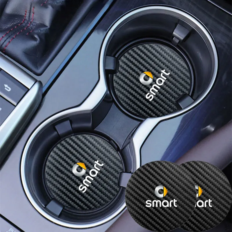 2Pcs Car Coasters Water Cup Holder Pads Anti Slip Accessories For Smart Fortwo Forfour 451 453 450 452 454 Roadster Coupe