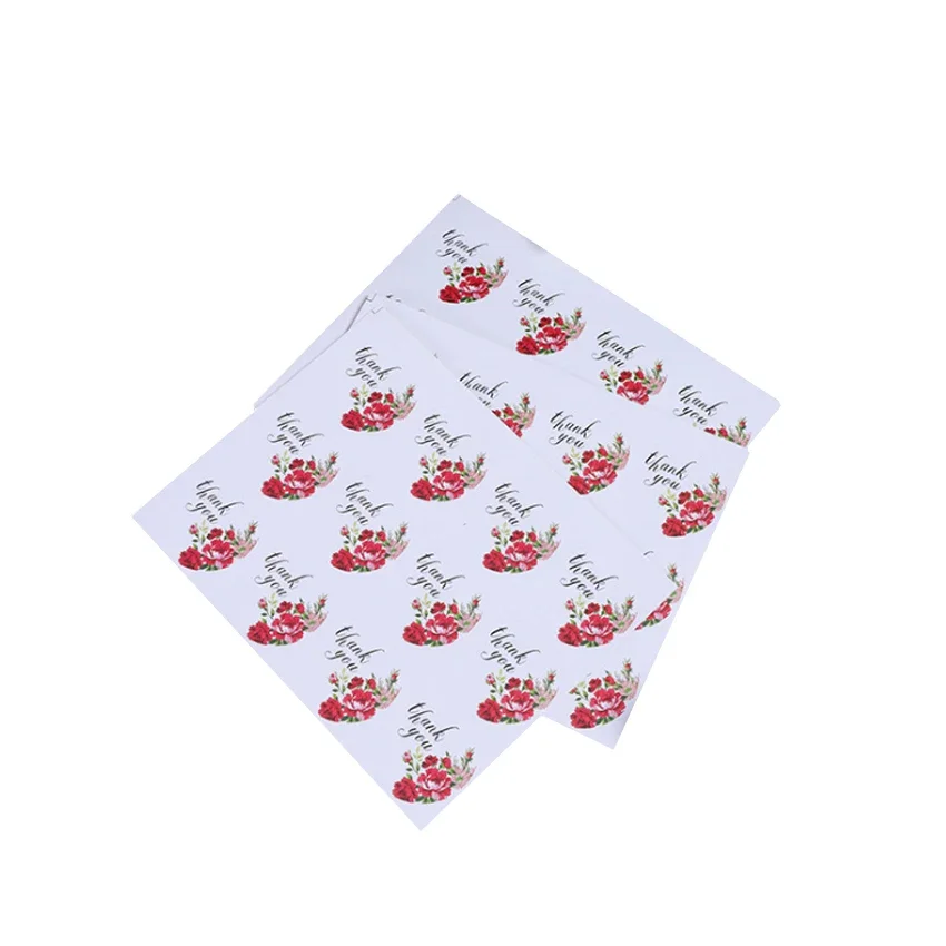 120 Pcs/lot Lovely Thank You Hand Made DIY Multifunction Self-adhesive Rose Seal Sticker Gift Packaging Label School Supply