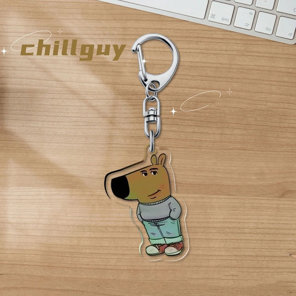 Funny Chill Guy Cosplay Key Chain Animal Bag Pendant Anime Cute Acrylic Keychains Jewelry Keyring Accessories Xmas Gift