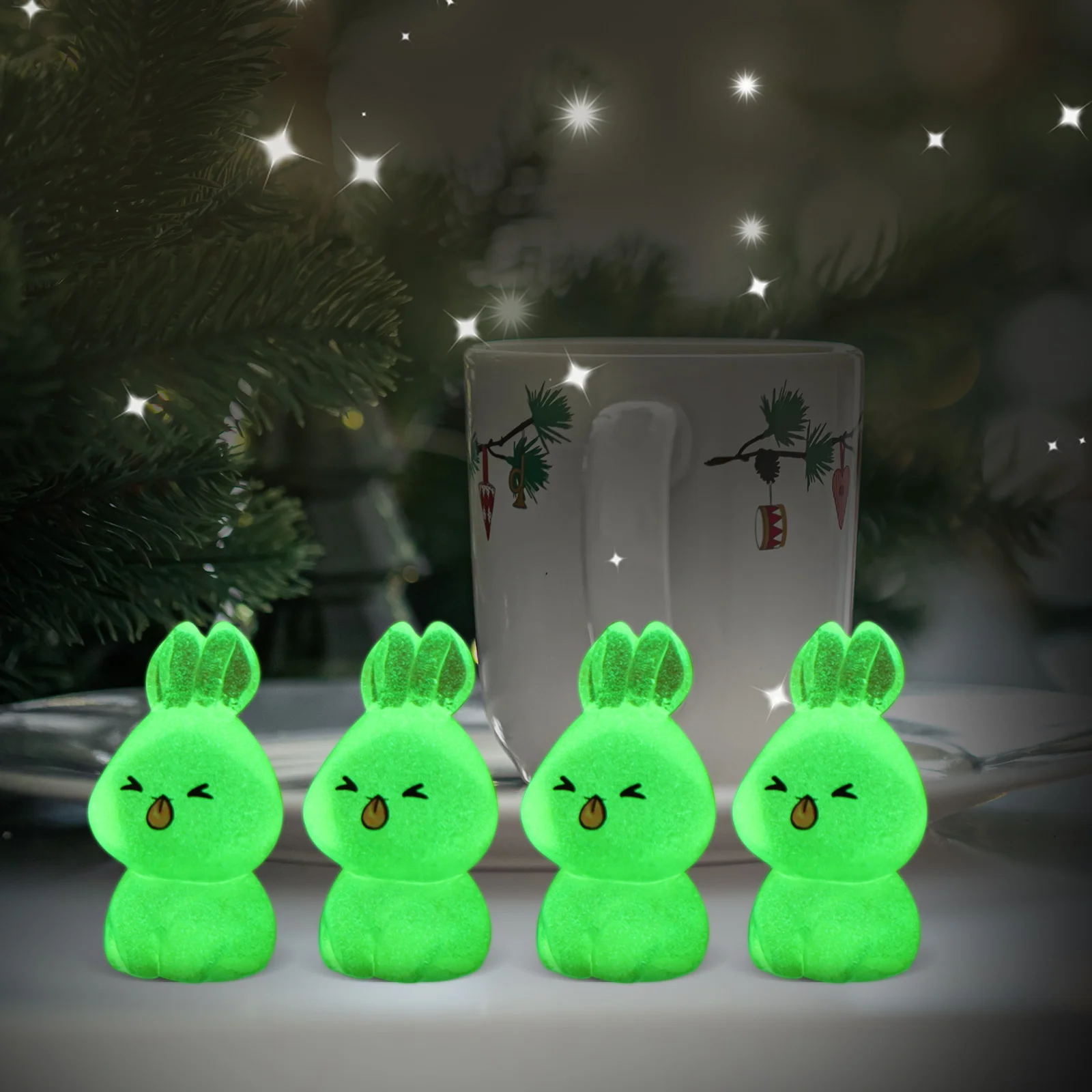 

Glow in the Dark Figurines Mini Resin Easter Bunny Bulk Jackrabbit Luminous Night Decor Bedroom Study Multiple Colors