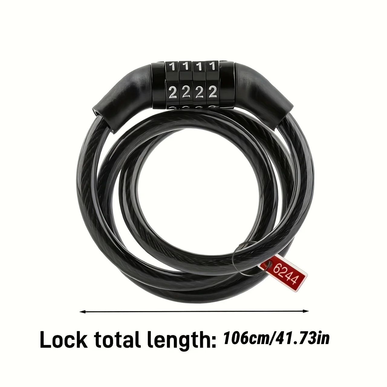 Bicycle lock with 4-digit password, anti-theft lock, bicycle safety accessories, steel cable bicycle lock image 2