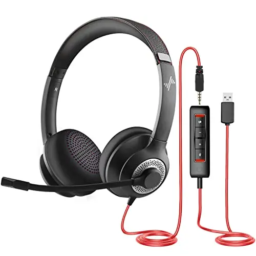 NUBWO JIAMQISHI EH01 USB-Headset PC-Computerkopfhörer mit Rauschunterdrückung, Mikrofon, Inline-Steuerung für Home Office Online-Klasse 6